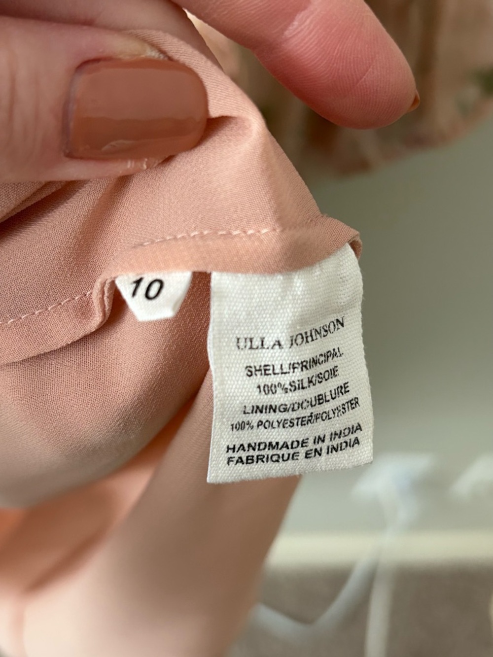 Ulla Johnson Lorelei Silk Floral Dress Size 10 Blush Pink Ruffle Sleeve Boho - Picture 7 of 8